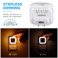 Dimmable Night Light Plug Into Wall, Led Nightlight With Dusk-To-Dawn Sensor, Soft Glow Night Lights Plug In For Kids Room, Hallway, Bedroom, Bathroom, Kitchen,Stairs,2700K Warm White, 0.5W, 4 Packs