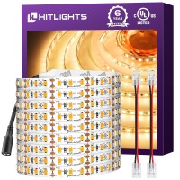 Hitlights Led Strip Lights Warm White 3000K, 24.6Ft Premium High Density Tape Light For Bedroom, 900 Leds/Reel, 67W, Ul-Listed, 12V Flexible Dimmable Rope Lights For Kitchen, Under Cabinet Lighting