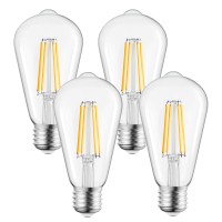 Brightown Edison Light Bulbs, 4Pcs Vintage 6 Watt Light Bulbs E26 Base Non-Dimmable Decorative Antique Filament Light Bulbs 252 Lumens, Warm White