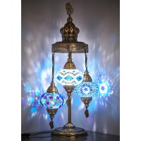 Demmex 3 Big Globes Xl Magnificent Handmade Turkish Moroccan Mosaic Tiffany Style Table Desk Bedside Lamp Lampshade Exotic Night Accent Light For North American Use, 31