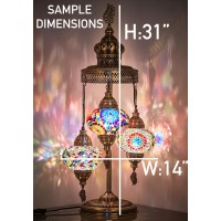 Demmex 3 Big Globes Xl Magnificent Handmade Turkish Moroccan Mosaic Tiffany Style Table Desk Bedside Lamp Lampshade Exotic Night Accent Light For North American Use, 31