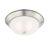 Designers Fountain 13 In Modern 2-Light Flush Mount Ceiling Light With Etched Glass Shade, Satin Platinum, 1257M-Sp-W