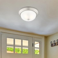 Designers Fountain 13 In Modern 2-Light Flush Mount Ceiling Light With Etched Glass Shade, Satin Platinum, 1257M-Sp-W