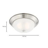 Designers Fountain 13 In Modern 2-Light Flush Mount Ceiling Light With Etched Glass Shade, Satin Platinum, 1257M-Sp-W