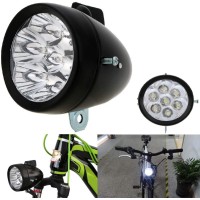 Vintage Retro Bicycle Bike Front Light Lamp 7 Led Fixie Headlight With Bracket (Black)