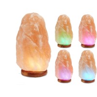 Led Multi-Color Changing Pure Himalayan Salt Lamp 7 Inches Tall With Usb Adaptor And Wooden Base Himalite Carnival Of Lights