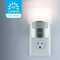 Ge Led Motion Sensor Night Light, Plug Into Wall, 40 Lumens, Soft White, Ul-Certified, Energy Efficient, Ideal Nightlight For Bedroom, Bathroom, Kitchen, Hallway, 46633, Silver, 2 Pack