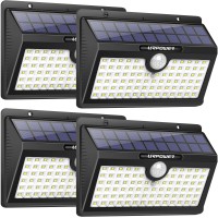 Urpower Solar Lights, 78 Led Solar Motion Sensor Lights Outdoor Waterproof Solar Powered Security Light Motion Activated Auto On/Off Solar Wall Lights For Patio Deck Yard (Cool White, 4 Pack)