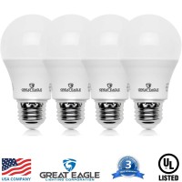 Great Eagle Lighting Corporation A19 Led Light Bulb, 9W (60W Equivalent), Ul Listed, 4000K (Cool White), 750 Lumens, Non-Dimmable, Standard Replacement (4 Pack)