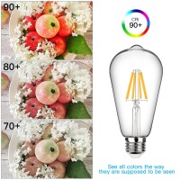 Shine Hai 10-Pack Led Edison Bulb Dimmable, Daylight White 5000K, 60W Equivalent, 6W, 800 Lumens High Brightness, St64 Vintage Filament Light Bulb, Led Antique Bulbs, Cri 85+, E26 Medium Base