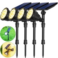 Jsot 600 Lumen Bright Solar Lights Outdoor Waterproof,Solar Powered Landscape Spotlights Solar Walkway Lighting For Backyard Garden Pathway Driveway Path Wall Patio Decor Warm White 4 Pack