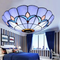 Tfcfl Flush Mount Ceiling Light Stained Glass Lamp Shade Bedroom Fixture Glass Shade Lighting Fixture