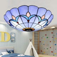 Tfcfl Flush Mount Ceiling Light Stained Glass Lamp Shade Bedroom Fixture Glass Shade Lighting Fixture