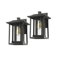 Beionxii Outdoor Light Fixture, Large Exterior Wall Mount Lantern Outside Lights For House Porch Patio, Black Cast Aluminum W/Clear Glass (13.5