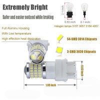 Ibrightstar Newest 9-30V Flashing Strobe Blinking Led Reverse Lights 3157 3156 3057 3056 Led Bulbs With Projector Replacement For Back Up Reverse Lights, Xenon White