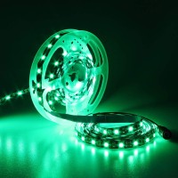 Yunbo Led Strip Light Green 520-525Nm, 16.4Ft/5M 300 Units Cuttable Smd 5050 Black Pcb Board 12V Non-Waterproof Flexible Led Tape Light For Indoor Home, Bar, Party, Holiday Decoration Lighting