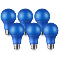 Torchstar Led A19 Blue Light Bulbs, E26 Base Light Bulb, 8W 120V Colored Light Bulbs For Indoor Outdoor Light Fixtures, Halloween Decor, Floor Lamp, Living Room, Party Decoration, Pack Of 6