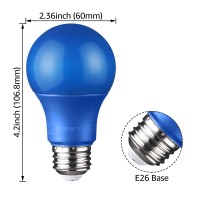 Torchstar Led A19 Blue Light Bulbs, E26 Base Light Bulb, 8W 120V Colored Light Bulbs For Indoor Outdoor Light Fixtures, Halloween Decor, Floor Lamp, Living Room, Party Decoration, Pack Of 6