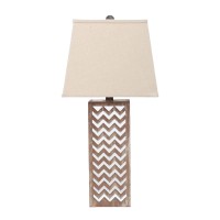 Homeroots Lighting 6-Inch X 6-Inch X 27.5-Inch Tan Metal Mirror - Table Lamp