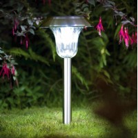 Solar Lights Outdoor Pathway Decorative Garden Light Bright 2 Color Led Warm White Blue Stainless Steel Stake Landscape Lighting Decorations Waterproof Driveway Lamp For Walkway Outside Yard 4Pack