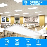 2X4 Led Flat Panel Light 4 Pack 7800Lm Led Flat Panel 2X4 5000K Daylight Led Drop Ceiling Light 010V Dimmable 2X4 Recessed Ed