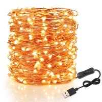 Speclux Usb Powered String Lights, 200 Led Waterproof Starry Fairy Copper Wire Lighting Kits For Bedroom Indoor Outdoor Patio Garden Illumination Decor,66Ft 20M, Warm White