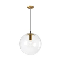 I-Xun Glass Ball Lampshade E27 Pendant Light Chandelier Transparent Droplight Hanging Lamp Brass Gold Head (98)