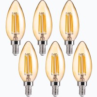 Flsnt 40W Equivalent Led Chandelier Light Bulbs, Dimmable Amber Led B11 E12 Candelabra Base Bulbs, 2200K Warm White, 330Lm, 6 Pack