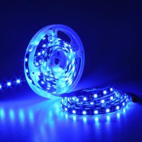 Yunbo Led Strip Light Blue 460-465Nm, 16.4Ft/5M 300 Units Cuttable Smd 5050 Black Pcb Board 12V Non-Waterproof Flexible Led Tape Light For Indoor Home, Hotel, Bar, Festival Decoration Lighting