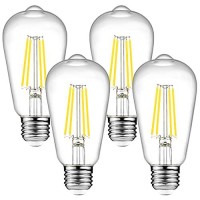 Ascher Dimmable Vintage Led Edison Bulbs, 6W, Equivalent 60W, Bright Daylight White 4000K, 80+ Cri, St58 Antique Led Filament Bulbs, E26 Medium Base, Clear Glass, Pack Of 4