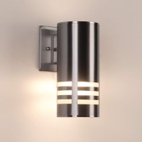 Outdoor Wall Sconce,Cylinder Wall Light With Stainless Steel 304 And Toughened Glass,Waterproof Up Down Light For Garden Patio Bedroom Living Room (Silver, 8.7