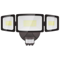 Olafus 55W Flood Lights Outdoor Motion Sensor Light, Led Security Light Ip65 Waterproof, 5500Lm Motion Activated Light, 3 Head Led Flood Light, 6500K Pir Sensor Lighting For Garage Yard Porch Patio