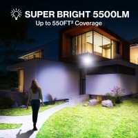 Olafus 55W Flood Lights Outdoor Motion Sensor Light, Led Security Light Ip65 Waterproof, 5500Lm Motion Activated Light, 3 Head Led Flood Light, 6500K Pir Sensor Lighting For Garage Yard Porch Patio