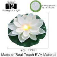 Lacgo 12 Pcs Waterproof Floating Lotus Light Floating Flower Light Battery Operated Water Activated Warm White Pool Flower Lam