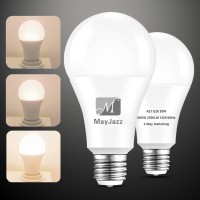 M Mayjazz 3 Way Led Light Bulbs 50 100 150 Watt Equivalent,A21 Three Way Light Bulbs 4000K Natural White,6-14-20W,E26 Medium Base,2 Pack