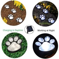 Paw Print Solar Outdoor Lights, Solar Lights Outdoor Waterproof Dog Paw Lights(Set Of 4), Cat Puppy Animal Garden Lights Path Paw Lamp Walkway Lighting For Patio,Yard,Any Pet Lover(Solar White Paw)