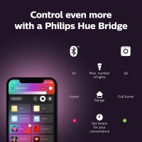 Philips Hue White And Color Ambiance A19 Base Lumen Led Smart Bulb, 800 Lumens, Bluetooth & Zigbee Compatible (Hue Hub Optional), Works With Alexa & Google Assistant, 1 Bulb