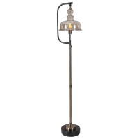 This Floor Lamp Features a Delicate Design Finished in a Plated Antiqued Brushed Brass and Rusted Aged Black46 The Piece Showcases a gracefully curved Light Amber glass Shade46 FeaturesLamps combines Premium Quality Materials with Unique High45style Desig