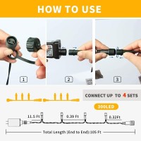 Vtechology 300 Led Warm White Christmas Tree Lights 105Ft Connectable Christmas Lights String With 8Modes Ul Certified Christmas