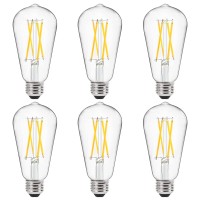 Ascher Dimmable Vintage Led Edison Bulbs 60 Watt Equivalent, Eye Protection Led Bulb With 95+ Cri, Daylight White 4000K, St58 Antique Led Filament Bulbs, E26 Medium Base, Pack Of 6