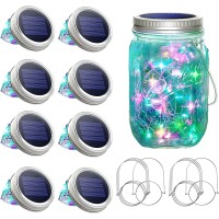 Sunkite Solar Mason Jar Lights 8 Pack 15 Led Waterproof Fairy Firefly Jar Lids String Lights With Hangersno Jars Patio Yard