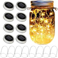 Sunkite Solar Mason Jar Lights 8 Pack 15 Led Waterproof Fairy Firefly Jar Lids String Lights With Hangersno Jars Patio Yard