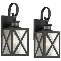 Welling Vintage Outdoor Wall Light Fixtures Set Of 2 Carriage Style Textured Black 14 1/2