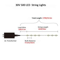 Mygoto Xmas Lights String Lights 500 Led 165Feet 8 Modes Plug In String Lights 30V Fairy Lights Home Garden Party Wedding Xmas T