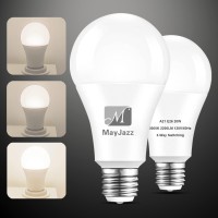 M Mayjazz 3 Way Led Light Bulbs 50 100 150 Watt Equivalent,A21 Three Way Light Bulbs 5000K Dayligt White,6-14-20W,E26 Medium Base,2 Pack