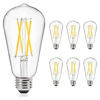 Ascher Vintage Led Edison Bulbs 60 Watt Equivalent, Eye Protection Led Bulb With 95+ Cri, Daylight White 4000K, St58 Antique Led Filament Bulbs, E26 Base, Non-Dimmable, Pack Of 6