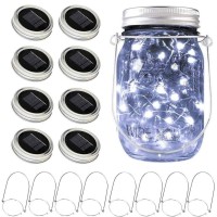 Solar Mason Jar Lights 8 Pack 15 Led Waterproof Fairy Firefly Jar Lids String Lights With Hangersno Jars Patio Yard Garden W