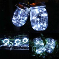 Solar Mason Jar Lights 8 Pack 15 Led Waterproof Fairy Firefly Jar Lids String Lights With Hangersno Jars Patio Yard Garden W