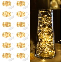 12 Pack Fairy Lights Battery Operated -7Ft 20 Led Silver Wire String Lights Waterproof Mini Firefly Lights For Bedroom, Wedding, Mason Jars, Diy, Crafts, Christmas Garlands, Party Decor