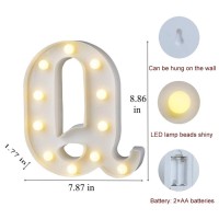 Mumuxi Marquee Light Up Letters | Large Light Up Numbers | Battery Powered And Bright With Every Letter Of The Alphabet | For Wedding, Birthday, Party, Celebration, Christmas Or Home Decoration (Q)